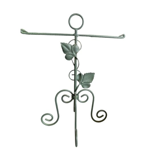 Decorative Green Metal Jewelry Holder Stand With Leaf Design - Picture 4 of 5